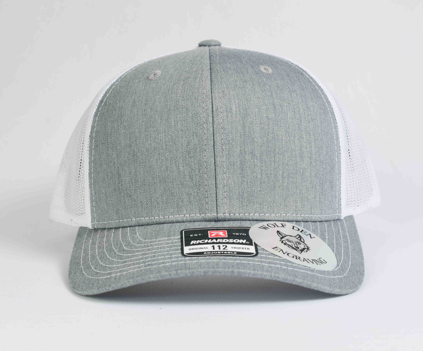 GRAY AND WHITE TRUCKER HAT